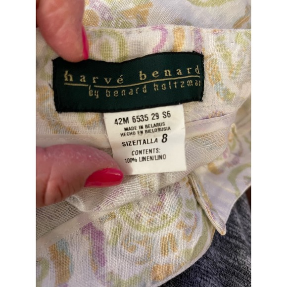 Harve Benard 100% Wide Leg Linen‎ Cropped Multi-Colored Cropped Pants Size 8 - Picture 3 of 12